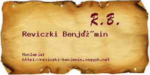 Reviczki Benjámin névjegykártya